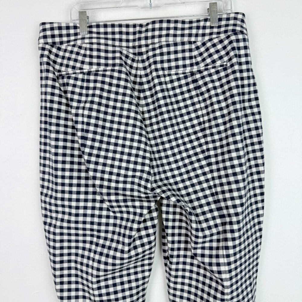 J. Crew Remi Pant Gingham Button Leg Navy White Size 16T 16 TALL EUC - Picture 10 of 12